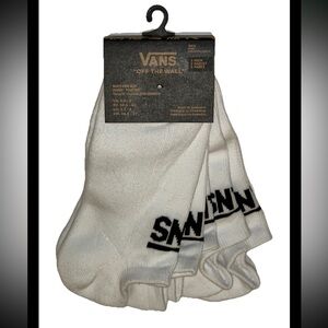 Vans Off The Wall No Show Kick Socks 3 Pair Men's 6.5-9 White w Black Logo Skate